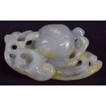 A 19TH CENTURY CHINESE CARVED GREYISH WHITE JADE LINGZHI FUNGUS Qing. 7 cm x 4.5 cm.