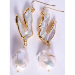 A PAIR OF PEARL EARRINGS. 6 cm x 2 cm.