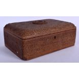 AN ANTIQUE INDIAN SANDALWOOD BOX AND COVER. 22 cm x 15 cm.