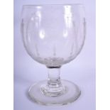 A 19TH CENTURY MASONIC CLEAR GLASS GOBLET. 22 cm x 12 cm.