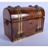 A MID 19TH CENTURY CONTINENTAL WALNUT AND BLOODSTONE CASKET retailed by Bassy A Paris. 24 cm x 18 cm
