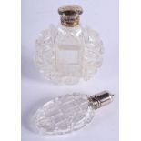 TWO ANTIQUE SILVER CUT GLASS SCENT BOTTLES. (2)