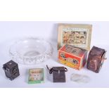 A VINTAGE GLASS BOWL together with assorted cameras etc. (qty)