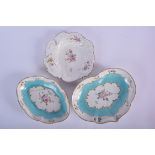 THREE 18TH CENTURY CHELSEA DISHES in various forms. Largest 20 cm wide. (3)