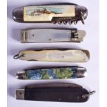 FIVE VINTAGE POCKET KNIVES. (5)