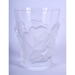 A FRENCH LALIQUE GLASS VASE. 12 cm high.