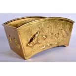 AN ARTS AND CRAFTS BRASS PLANTER. 36 cm x 20 cm.