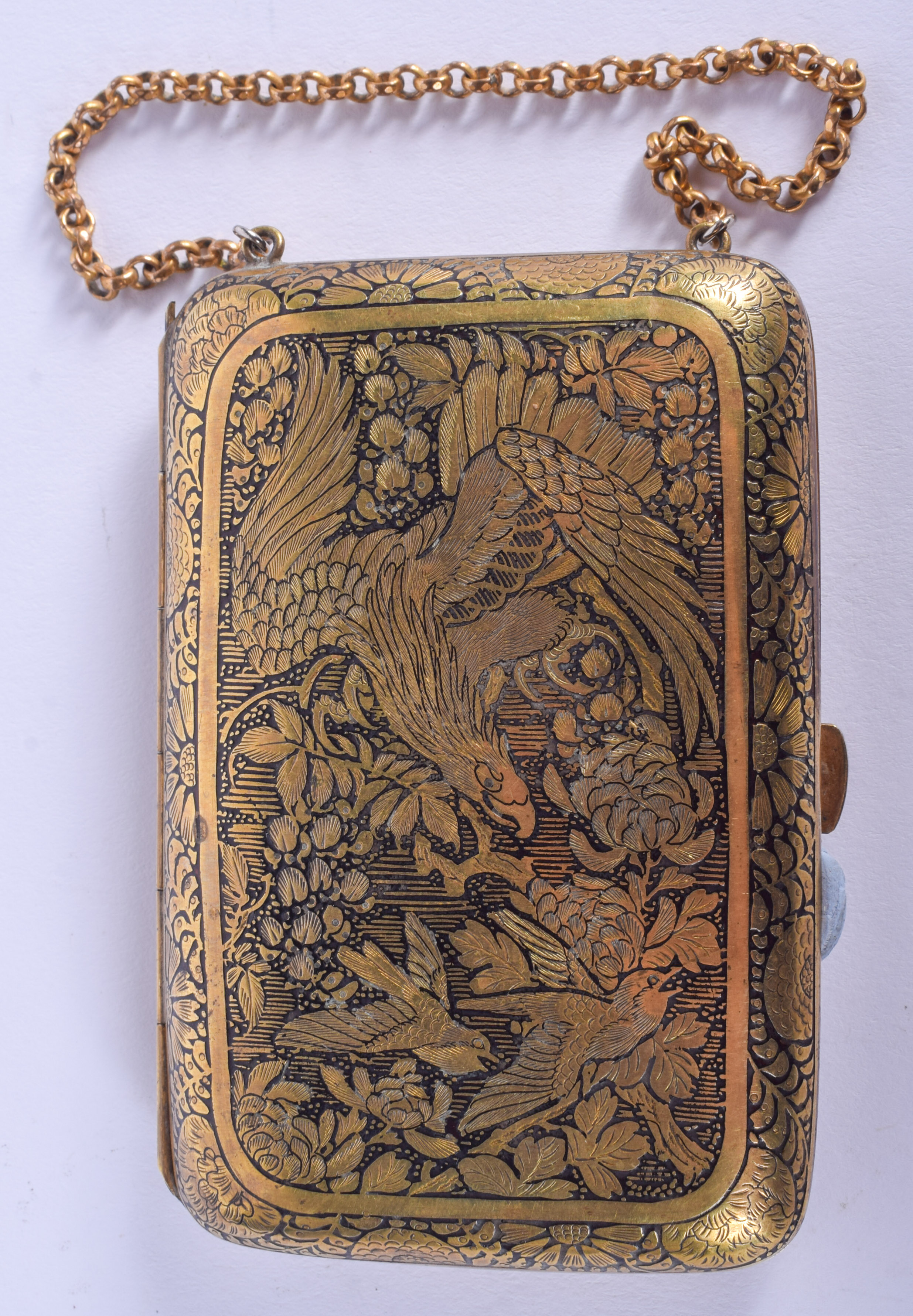 A FINE 19TH CENTURY JAPANESE MEIJI PERIOD DAMASCENED MIXED METAL COMPACT Attributed to Komai Otojiro