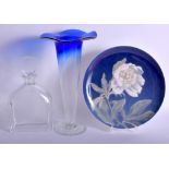 AN ORREFORS CRYSTAL GLASS DECANTER together with a Copenhagen plate etc. (3)