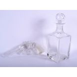 A ST LOUIS CRYSTAL GLASS DECANTER together with a glass pistol. Largest 27 cm high. (2)