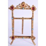 A VINTAGE JEWELLED YELLOW METAL FRAME. 9 cm x 14 cm.