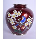 A LATE 19TH CENTURY JAPANESE MEIJI PERIOD CLOISONNE ENAMEL VASE. 14 cm x 10 cm.