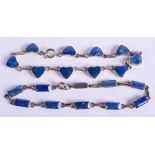 TWO SILVER LAPIS LAZULI BRACELETS. (2)