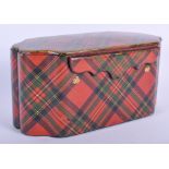 A VICTORIAN SCOTTISH TARTANWARE VELVET LINED JEWELLERY CASKET. 20 cm x 10 cm.