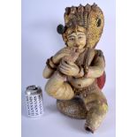 AN ANTIQUE INDIAN PAINTED TERRACOTTA FIGURE. 42 cm x 17 cm.