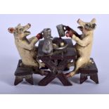 A COLD PAINTED BRONZE GROUP OF GREEDY PIGS. 10 cm x 7 cm.