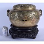 A LARGE 19TH CENTURY JAPANESE MEIJI PERIOD BRONZE CENSER AND COVER decorated with phoenix birds and