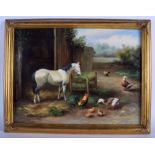 George Baxter (C1900) Farmyard Scene, Oil on board. Image 40 cm x 30 cm.