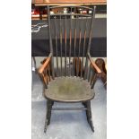 A LOVELY 18TH/19TH CENTURY CONTINENTAL PAINTED WOOD ROCKING CHAIR probably American. 114 cm x 57 cm.