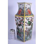 A LARGE CHINESE FAMILLE VERTE SQUARE FORM DRAGON VASE 20th Century. 43 cm x 13 cm.