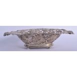 A 19TH CENTURY CONTINENTAL SILVER EMBOSSED GRAPE FRUIT BASKET decorated with berries and vines. 12.7