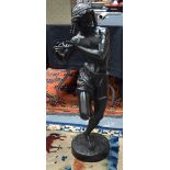 A LARGE 19TH CENTURY CONTINENTAL BRONZE FIGURE OF PAN modelled standing upon a shell and fish decora