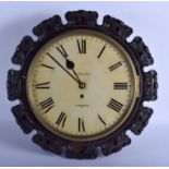 AN ANTIQUE HAYLE BROTHERS STATION CLOCK with crackle glazed dial. 43 cm wide.