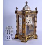 A FINE 19TH CENTURY FRENCH BRONZE CRYSTAL REGULATOR MANTEL CLOCK painted with Sevres porcelain panel