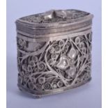 AN ANTIQUE CONTINENTAL SILVER BOX. 1.4 oz. 4 cm x 4 cm.