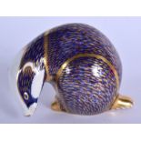 Royal Crown Derby imari paperweight of a Badger. 7.5 cm high.