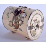 A FINE 19TH CENTURY JAPANESE MEIJI PERIOD SHIBAYAMA INLAID IVORY DRUM FORM KODANSU Attributed to Mas