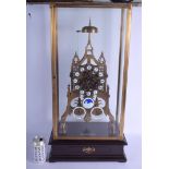 A LARGE CONTEMPORARY SKELETON CLOCK gothic revival inspired. Clock 52 cm x 21 cm.