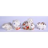 Royal Crown Derby imari paperweight Meadow Rabbit, Riverbank Vole, Derby Doormouse and Bank Vole. Ra