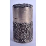 AN EDWARDIAN SILVER DRESSING TABLE JAR. Birmingham 1901. 5.9 oz overall. 9 cm high.