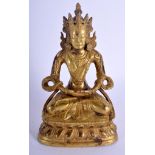 A 19TH CENTURY CHINESE TIBETAN GILT BRONZE FIGURE OF A SEATED BUDDHA Qing, probably representing ami