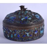 AN EARLY 20TH CENTURY CHINESE WHITE METAL AND ENAMEL BOX AND COVER Late Qing/Republic. 13 cm wide.