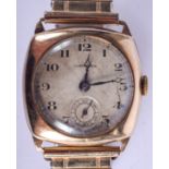 A VINTAGE 9CT GOLD ELKINGTON & CO WRISTWATCH. 2.5 cm wide.