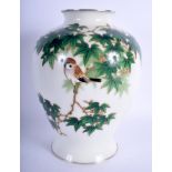 A LARGE EARLY 20TH CENTURY JAPANESE MEIJI PERIOD ANDO CLOISONNE VASE with silver mounts. 25 cm x 13