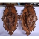 A LARGE PAIR OF 19TH CENTURY BAVARIAN BLACK FOREST HANGING WALL PANELS formed with dead game being h