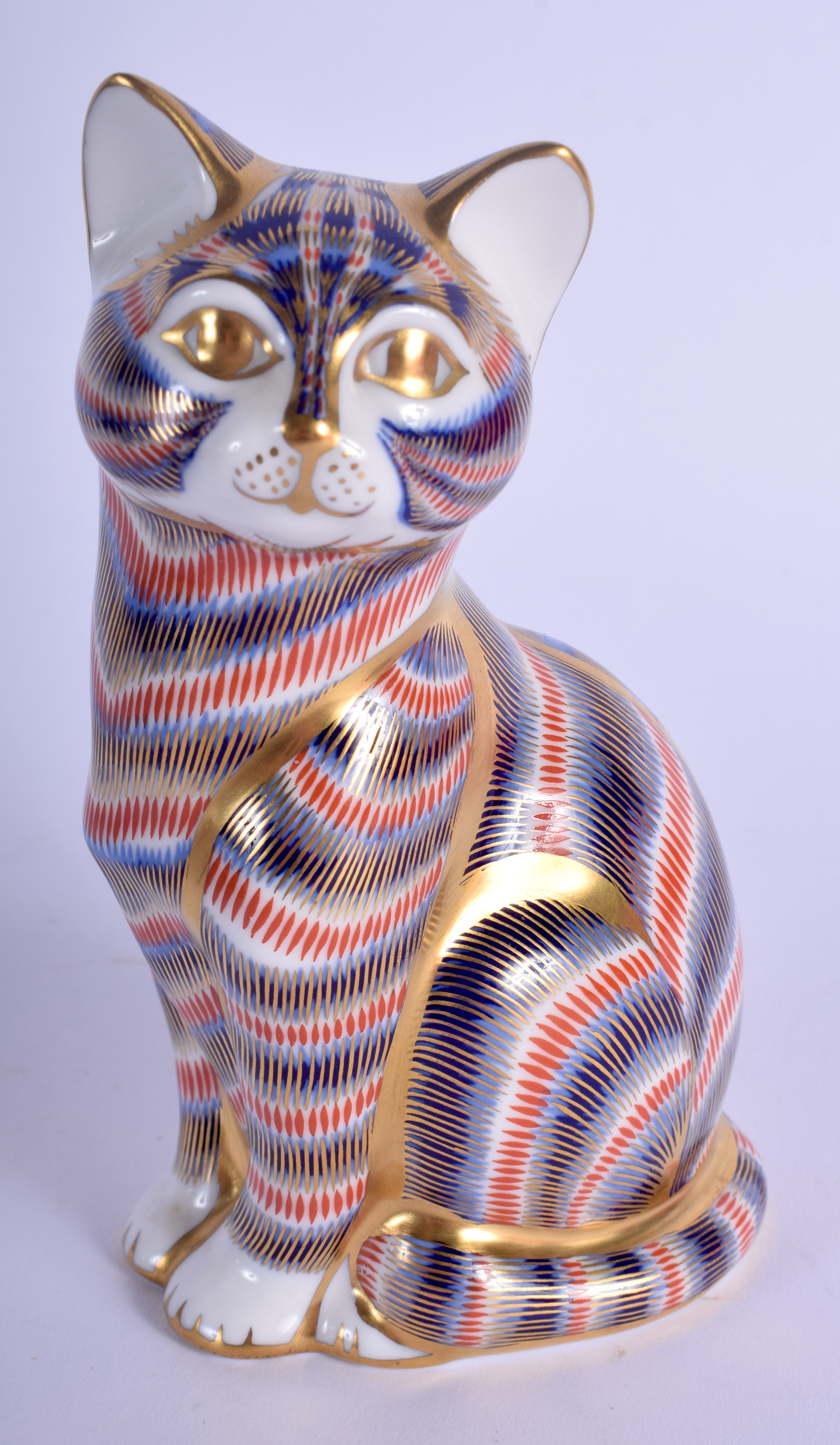 Royal Crown Derby imari paperweight of Seated Cat. 12 cm high.