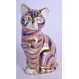 Royal Crown Derby imari paperweight of Seated Cat. 12 cm high.