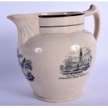 A RARE EARLY 19TH CENTURY STAFFORDSHIRE JUG Stone Henge & Salisbury interest. 15 cm x 15 cm.