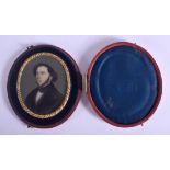 AN EARLY 19TH CENTURY PAINTED IVORY PORTRAIT MINIATURE depicting a bearded male. Image 6 cm x 7 cm.
