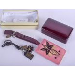 A PENHALIGON LEATHER BOX together with a leather wallet etc. (3)