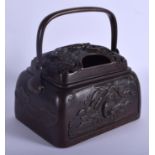 A VERY RARE 19TH CENTURY CHINESE BRONZE CENSER AND COVER Qing, bearing Xuande marks to base, decorat