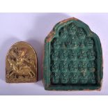 TWO UNUSUAL 19TH CENTURY CHINESE SINO TIBETAN TERRACOTTA PLAQUES depicting buddhistic figures. Large