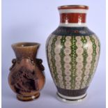 TWO EARLY 20TH CENTURY JAPANESE MEIJI PERIOD VASES. Largest 30 cm high. (2)