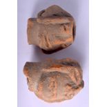 TWO INDUS VALLEY CLAY TOYS. 6 cm x 4 cm. (2)