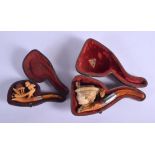 TWO ANTIQUE MEERSCHAUM PIPES. Largest 12.5 cm wide. (2)