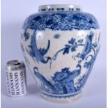 A GOOD 17TH CENTURY DUTCH DELFT BLUE AND WHITE POTTERY VASE by Gisbrecht Lambrecht Kruyk, painted w